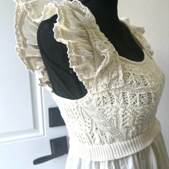 En Saison Collette Cream crochet ruffle Mini Sundress S - Picture 4 of 12